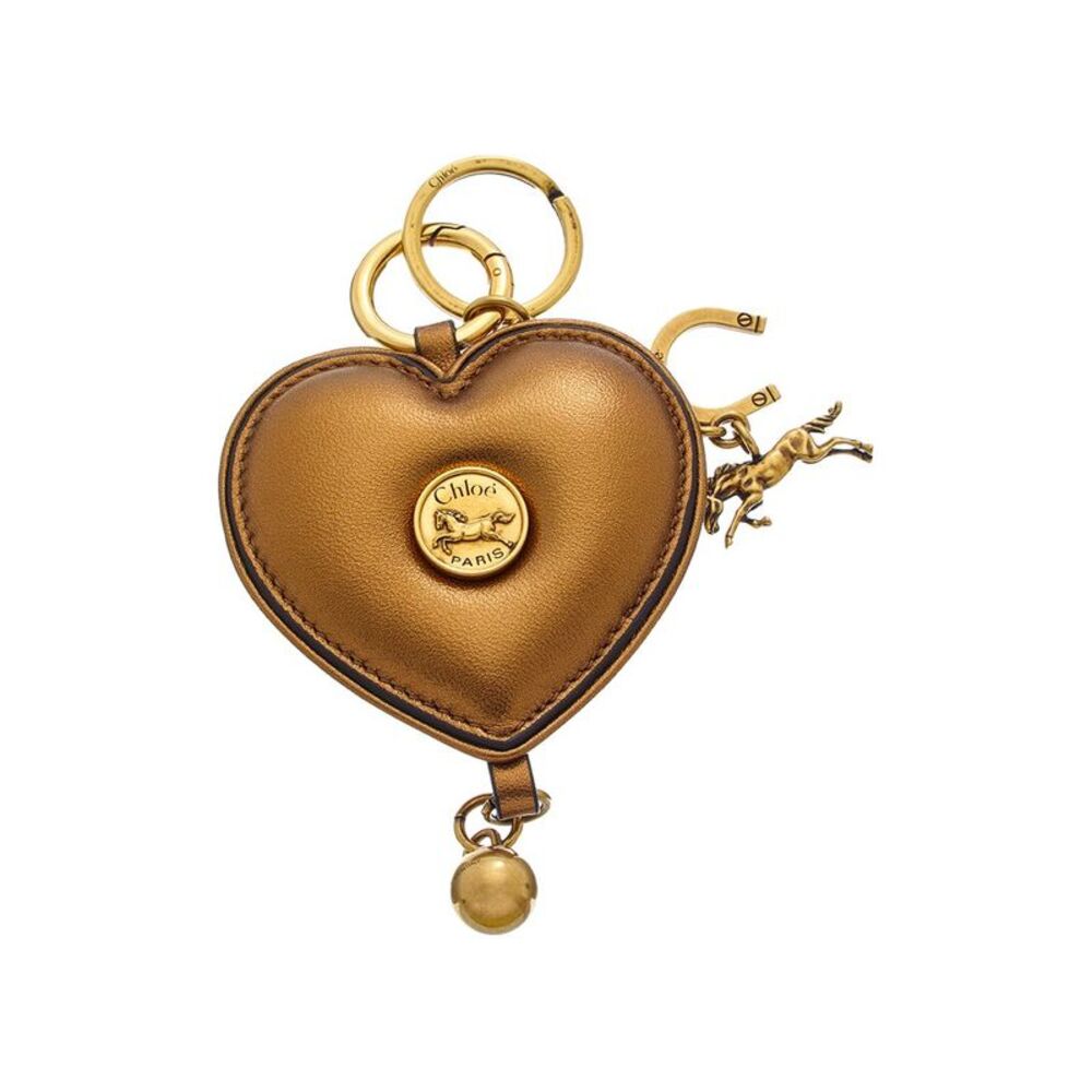 Chloé Symbols Heart Leather Key Ring, Brown